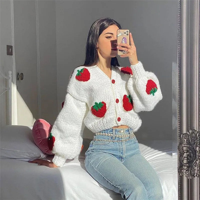 Strawberry Matching Adult Cardigan