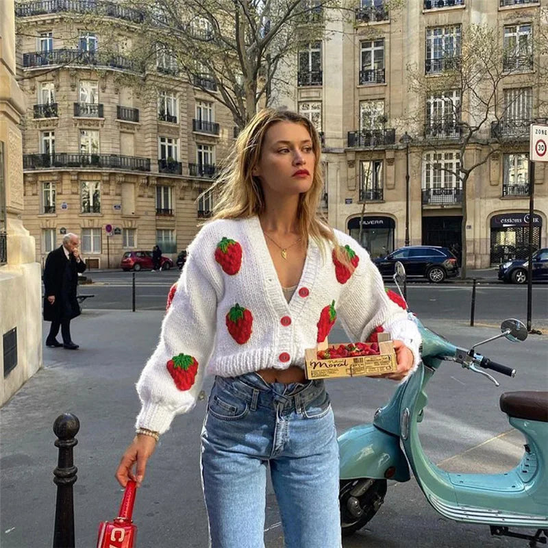 Strawberry Matching Adult Cardigan