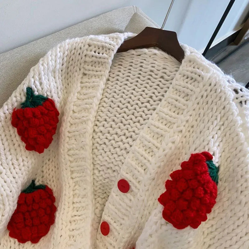 Strawberry Matching Adult Cardigan