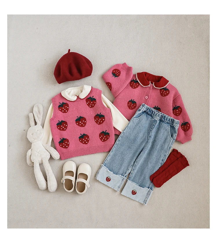 Strawberry Matching Cardigan (Two colors)