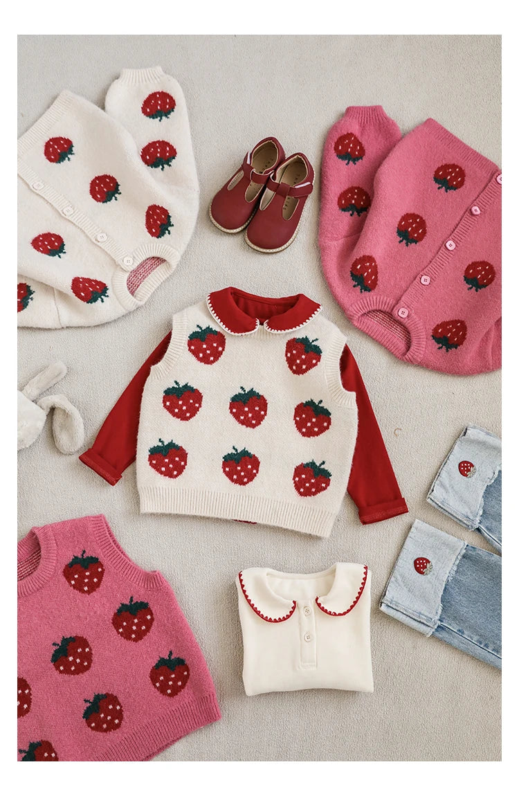 Strawberry Matching Cardigan (Two colors)