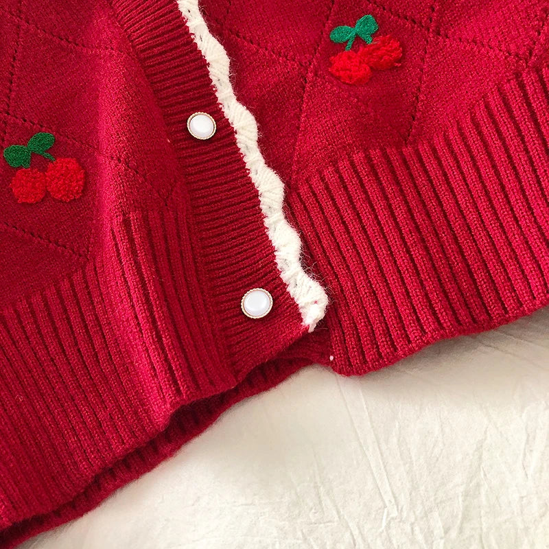 Cherry Matching Adult Cardigan (Three colors)