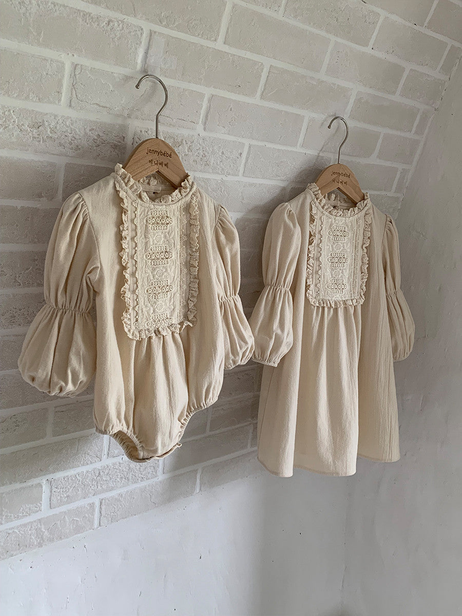Lace Trim Floral Crochet Dress