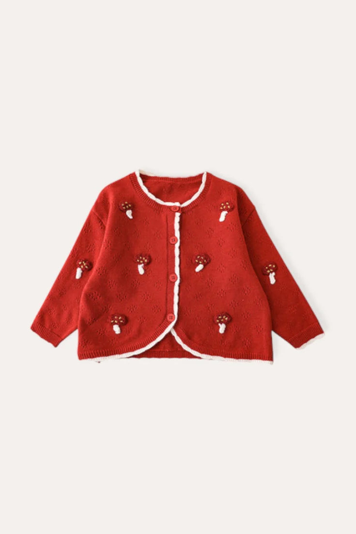 Mushroom Knit Cardigan (Two colors)